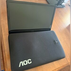AOC Portable Monitor with Black Carry Sleeve